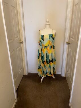 torrid Colorblock Geo Midi Sundress in Yellow, Teal & Mint new dress